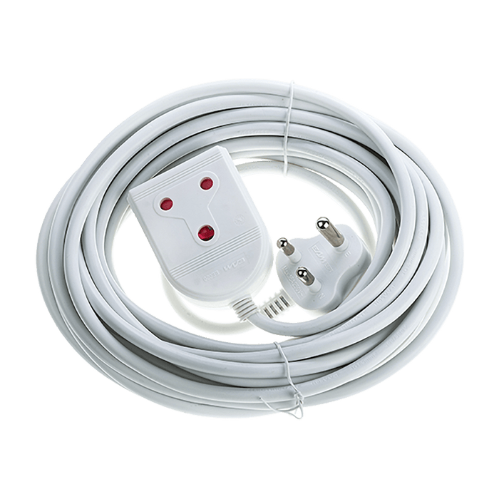 White Extension Lead 10A 10M E/MATE-EE024 - Safety Shutter, LED Indicator Power Cord | chavda.com
