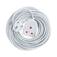 20M White Extension Lead 10A, Power Cord with Safety Shutters for Light-Duty Electronics