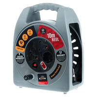 EAM 10M Extension Cord Reel: 10A, Light Duty Power Cable Reel with Overload Protection & Carry Handle - Perfect for light duty applications