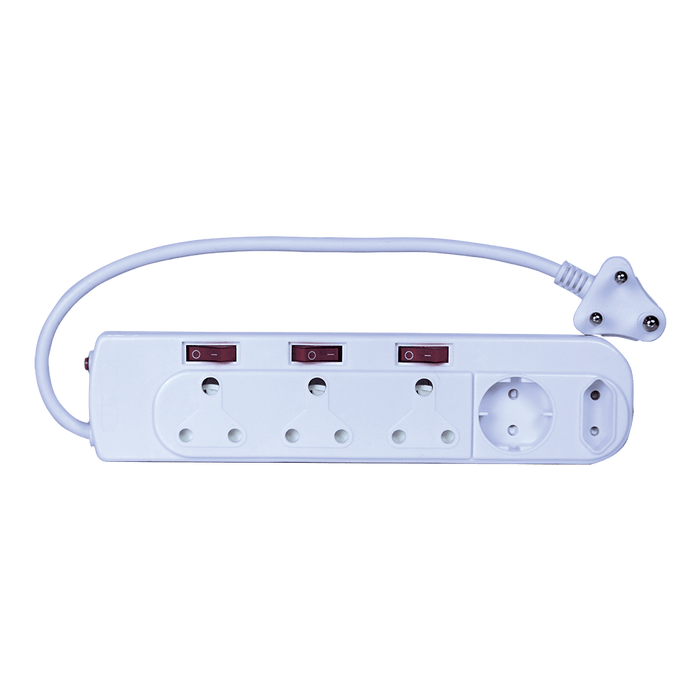 ELE1460P Multiplug: 2x16A, 4x6A, 1xSC Electrical Extension Cord with Switches | Chavda.com