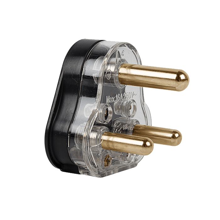 16A Plug Top - Solid Brass Pins, Black - Electrical Plug for Home & Industrial Use