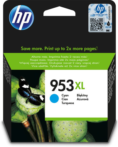 HP 953XL Cyan Ink Cartridge - High Yield - Original HP Ink for Vibrant Prints