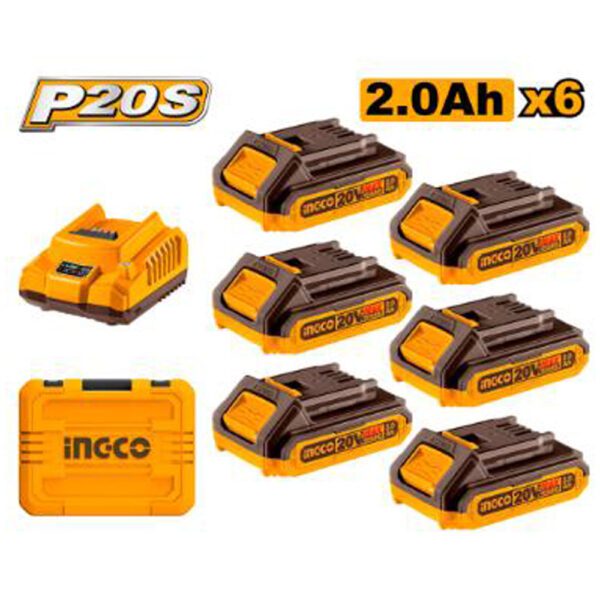 INGCO 20V BATTERY X6 2.0AH CASE KIT