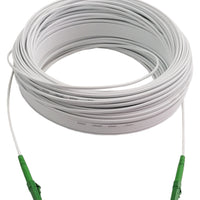 60M Fiber Optic Cable LC-LC APC Single Core - Outdoor Drop Cable by Chavda.com: White cable with green LC connectors coiled