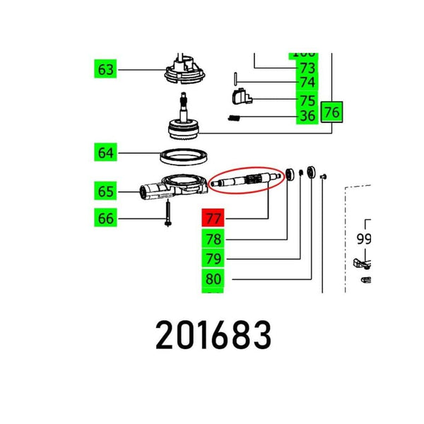 Cutter Spindle Parts Diagram - DF500 Q ET-BG - #201683 - Exploded View