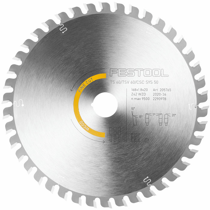 Festool Saw Blade H 168 X1.8 X20 Wd42 Fes205765