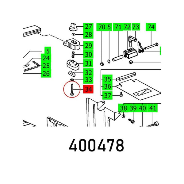Part #34: Cheese Head Screw DIN 84 M6x55-4.8, Parts Diagram