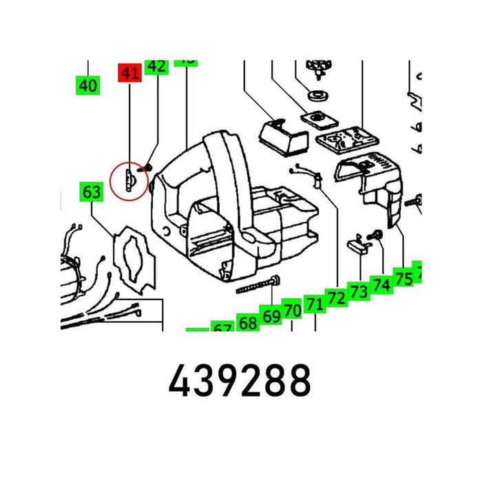 Chainsaw Parts Diagram 439288: Exploded View with Labeled Components