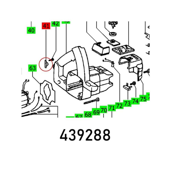 Chainsaw Parts Diagram 439288: Exploded View with Labeled Components