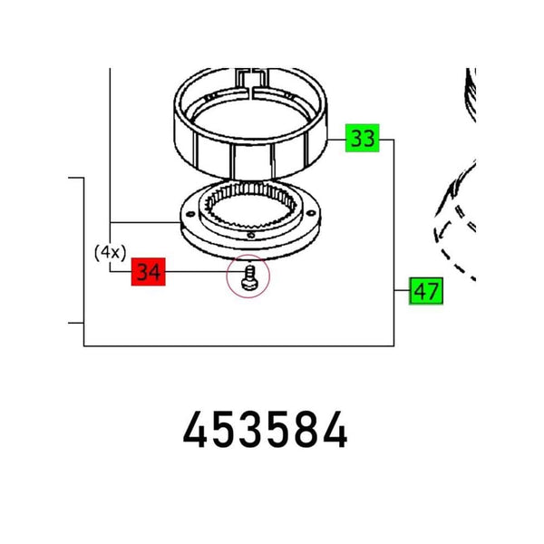 CH HEAD SCREW DIN 7984-M4X6 Part Diagram - chavda.com parts catalog image of part number 453584