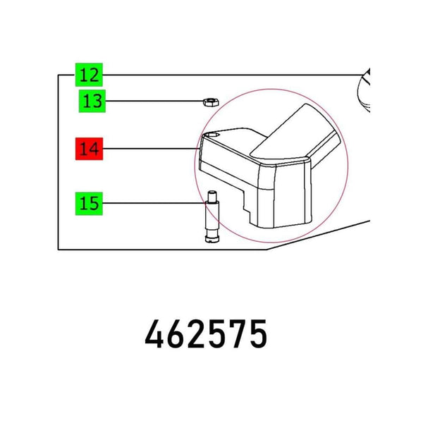 CLAMPING HOOD Parts Diagram - chavda.com: Technical drawing with labeled components 12, 13, 14, and 15 for part identification.