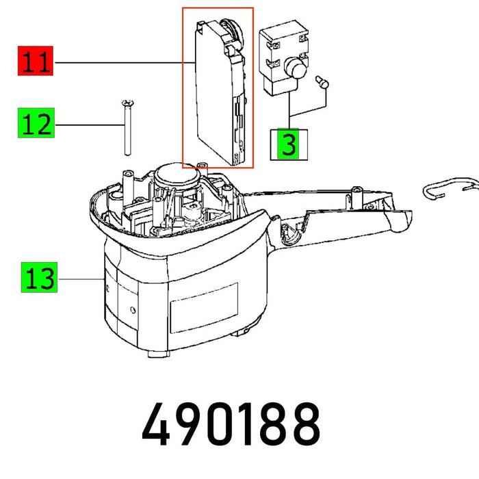 ELECTRONICS RW 1000 EQ Diagram: Parts 3, 11, 12, 13. Chavda.com - Technical Drawing