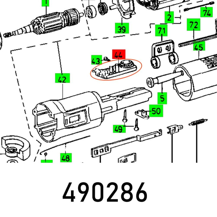 Technical Drawing: ELECTRONIC 230V RO 2 E BASIC UNIT ASSE, Part No. 490286. Parts diagram, machine assembly schematic.