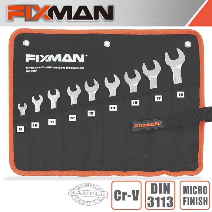 Fixman Fixman 9 Pcs Combination Spanner Set 8 10 11 12 13 14 15 17 19 Fix B0907