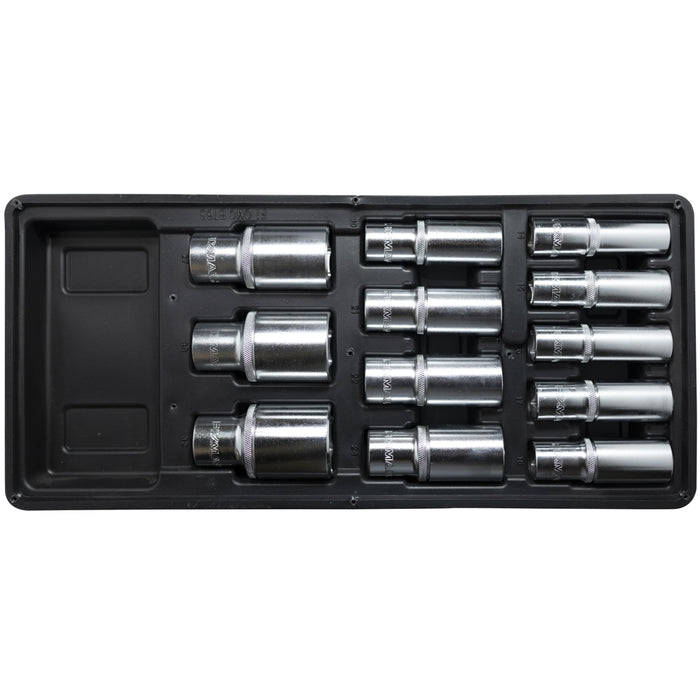 Fixman Fixman Tray 12 Piece 1/2' Drive Deep Sockets Fix F1 Bt63