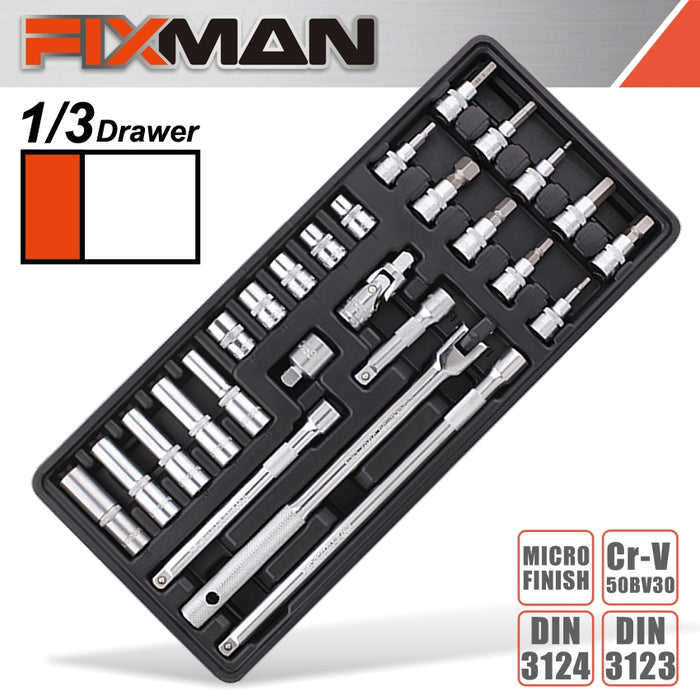 Fixman Fixman 26 Pc 3/8' Dr.Sockets & Accessories Fix F1 Bt71