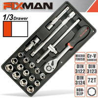 Fixman Fixman 19 Pc 1/2' Dr.Sockets & Accessories Fix F1 Bt76