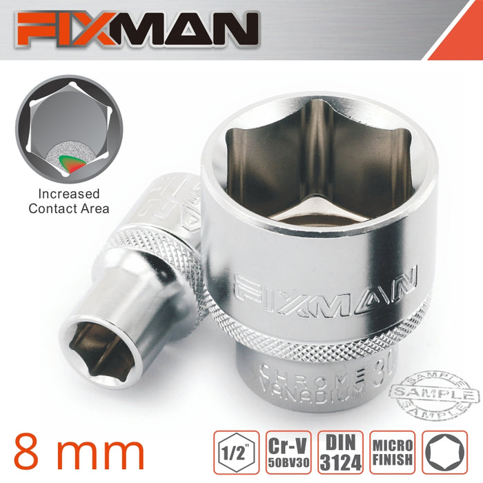 Fixman Fixman 1/2' Drive Hex Socket 8 Mm X 21.8 Mm Fix H0301 M