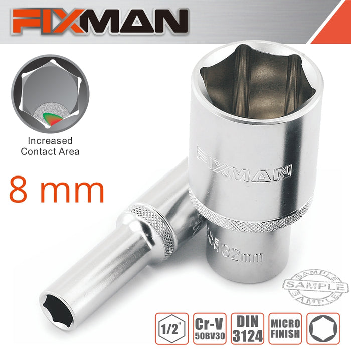 Fixman Fixman 1/2' Dr Deep Socket 8 Mm Fix H0601 M
