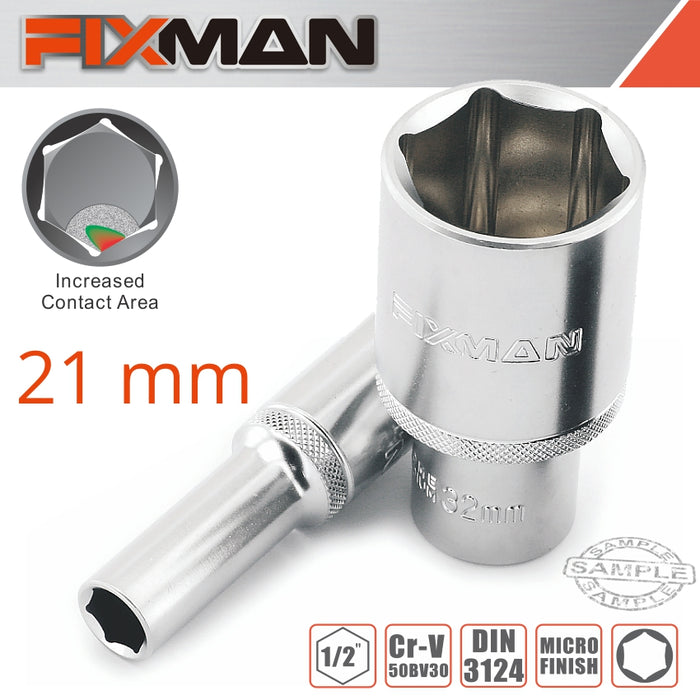 Fixman Fixman 1/2' Dr Deep Socket 21 Mm Fix H0613 M