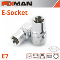 Fixman Fixman 1/4' Drive E Socket 6 Point E7 Fix H0704 M