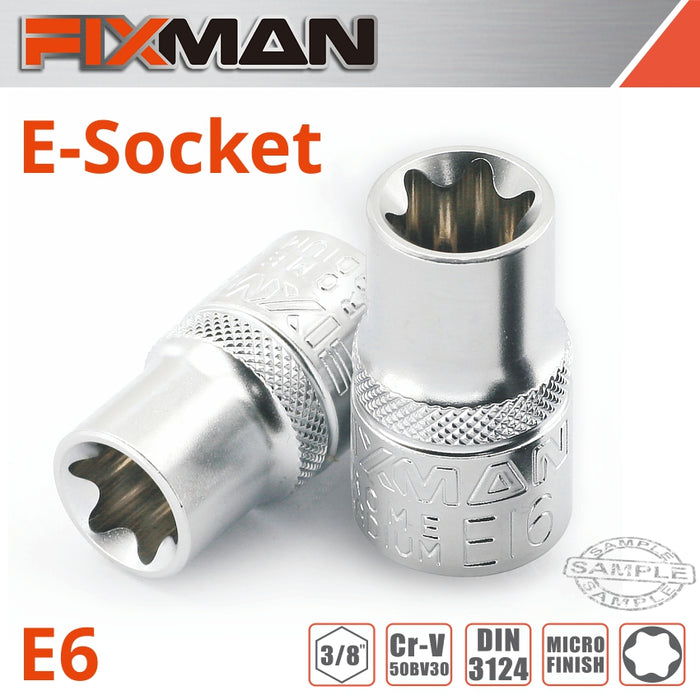 Fixman Fixman 3/8' Drive E Socket 6 Point E6 Fix H0803 M