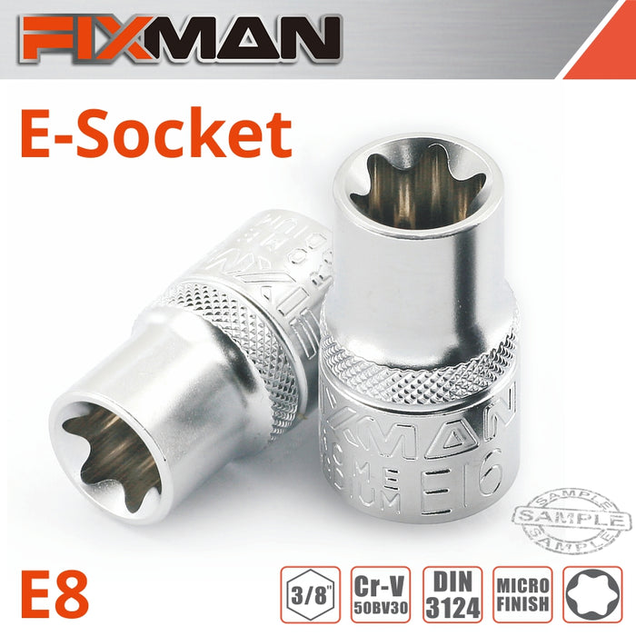 Fixman Fixman 3/8' Drive E Socket 6 Point E8 Fix H0805 M