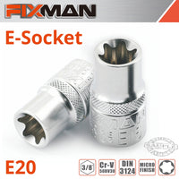 Fixman Fixman 3/8' Drive E Socket 6 Point E20 Fix H0812 M