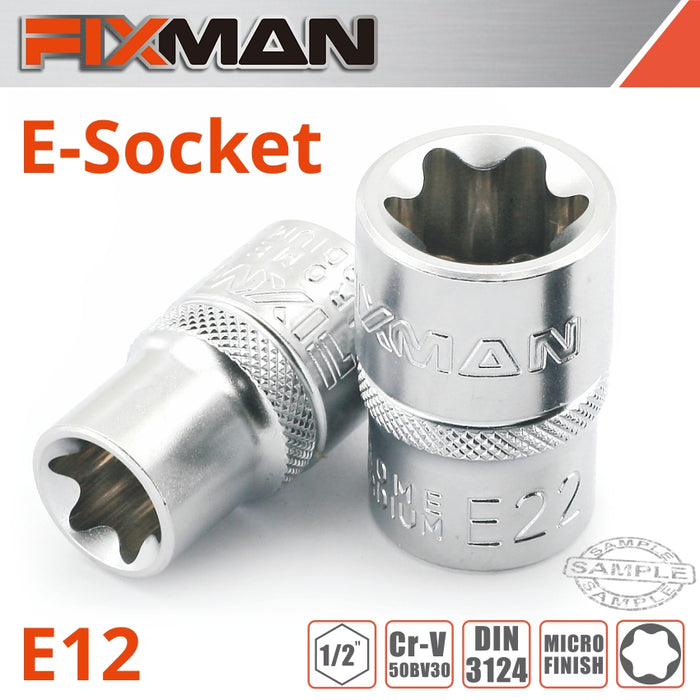 Fixman Fixman 1/2' Drive E Socket 6 Point E12 Fix H0903 M