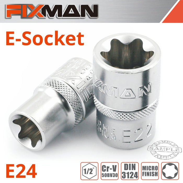 Fixman Fixman 1/2' Drive E Socket 6 Point E24 Fix H0909 M