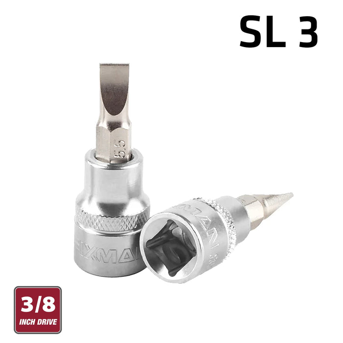 Fixman Fixman 3/8' Dr.Bit Socket Sl3 Slotted Screwdriver Bit Fix J0924