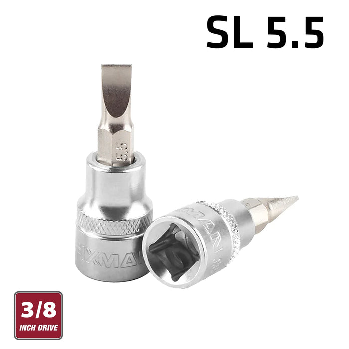 Fixman Fixman 3/8' Dr.Bit Socket Sl5.5 Slotted Screwdriver Bit Fix J0927
