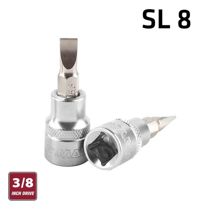 Fixman Fixman 3/8' Dr.Bit Socket Sl8 Slotted Screwdriver Bit Fix J0930