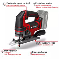 Einhell Cordless Jig Saw TE-JS 18/100 Li - Solo - 4321270