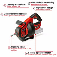 EINHELL Cordless Drain Cleaner TE-DA 18/760 Li Solo Power Tool