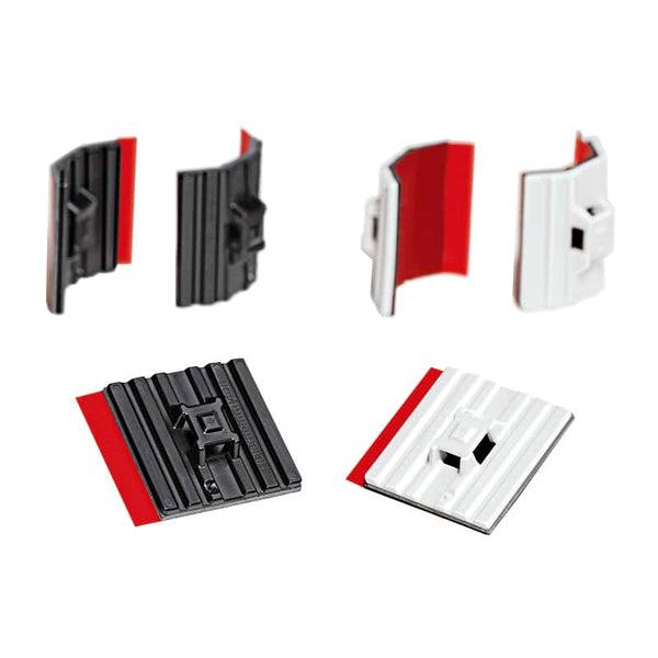 FLEX TACK Self Adhesive Mount, 28x28mm Cable Tie Mounts - Flexible, Strong Adhesive, Weather Resistant - Black & White