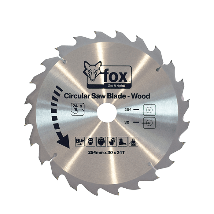Fox Circular Saw Blade - Wood 254mm x 30 x 24T | Woodworking Tool | Precision Cutting