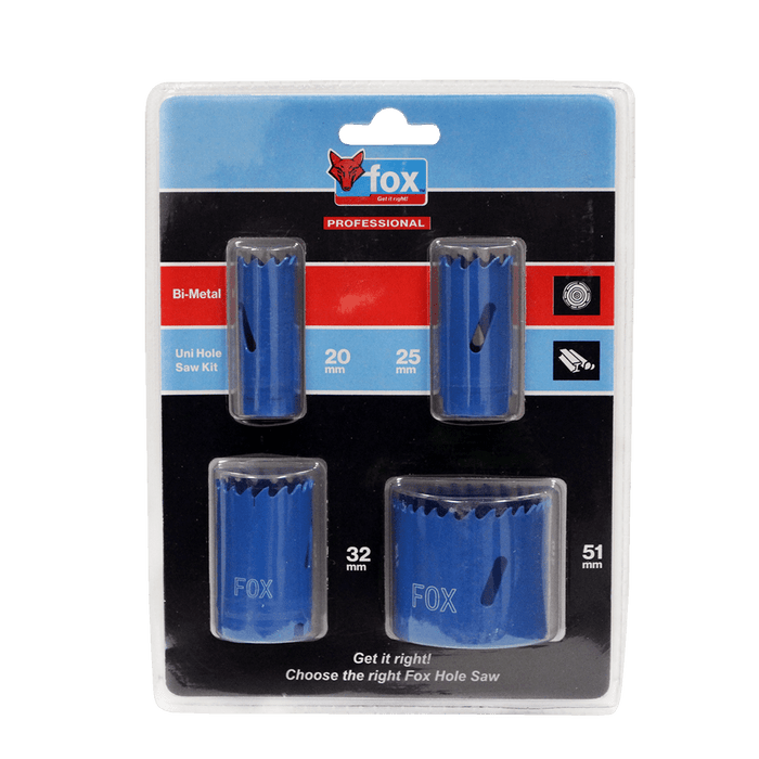 FOX20114 - FOX UNI.HOLE SAW KIT 20,25,32,51MM