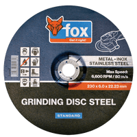 FOX Grinding Disc Steel 230x6mm | Metal, Inox & Stainless Steel | 6600 RPM Cutting Wheel