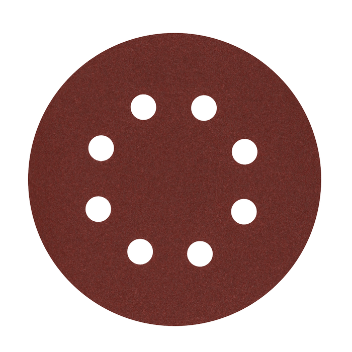 FOX96870 Sanding Disc: 125mm, 8-Hole Abrasive - Fine Grit Sandpaper