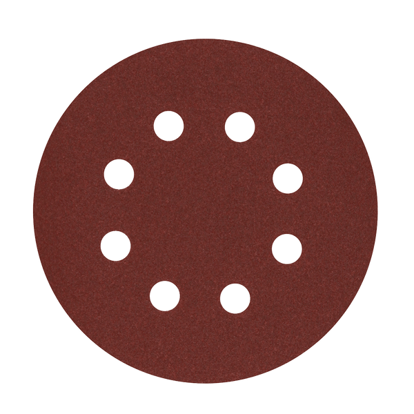 FOX96870 Sanding Disc: 125mm, 8-Hole Abrasive - Fine Grit Sandpaper