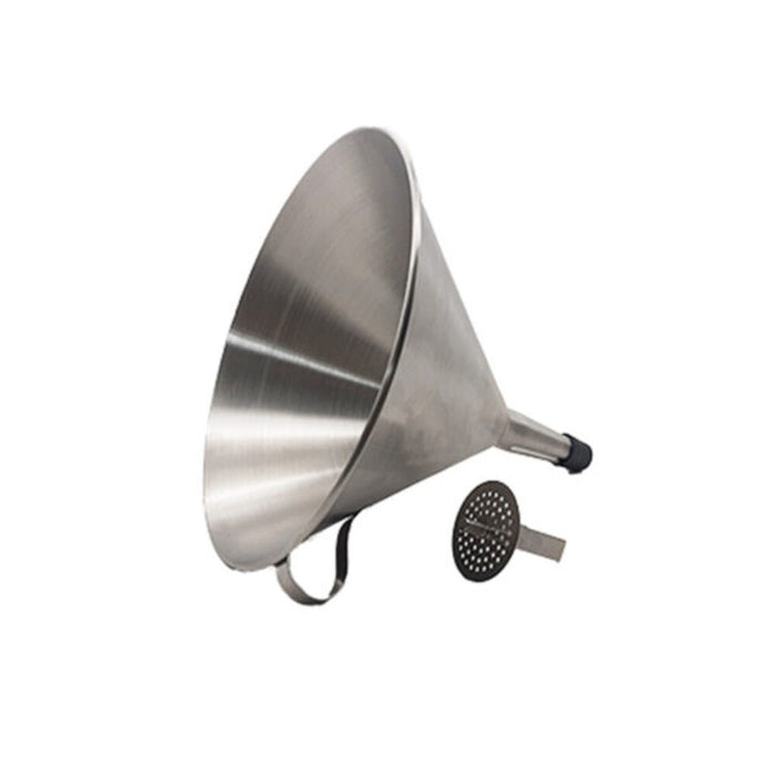 OTHER BRANDS Stainless Steel Funnel with Removable Strainer - 200mm Round Funnel for Kitchen, Cooking, and Liquid Transfer
