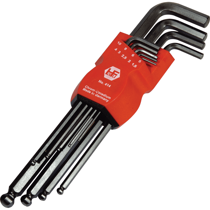 HAFU Allen Key Set 1.5-10mm, Ball End, German Made. Ideal for Hex Screws - Quality Hex Wrench Set.