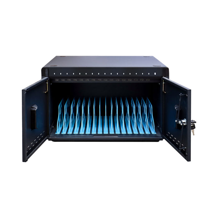 16-WAY CHARGING CABINET,DOUBLE DOOR USB - BLACK - CHARGE-CABINET-16-LQ