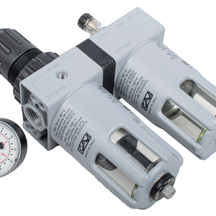 Air Compressor Filter Regulator Lubricator FRL Unit 1/2 Inch Port with Auto Drain - Buy Online
