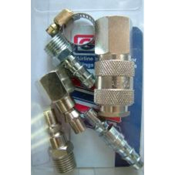 6-Piece Quick Coupler Set - Air Compressor Fittings, Air Tool Accessories, Brass Couplers