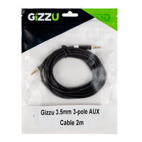 GIZZU 3.5mm AUX Cable 2M Black | Audio Cable | Male to Male