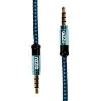 GIZZU 3.5mm AUX Cable: Black & Blue Audio Cable for Headphones, Speakers & Cars - High Quality Audio Cable - 1.5m