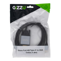 Gizzu Full HD Type-C to VGA Cable (1.8m) - Black-GCPCV18