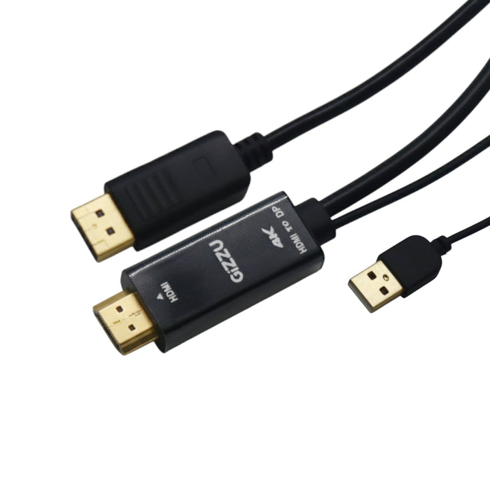 Gizzu 4K HDMI to DP Cable (1.8m) - Black-GCPHDP18